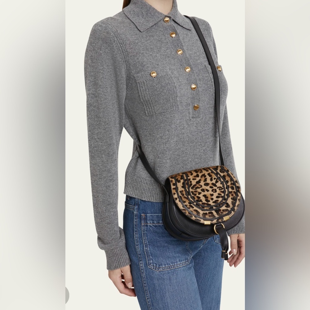 Chloe Marcie Small Crossbody Bag in Leopard-Print Calf Hair - Picture 2 of 4